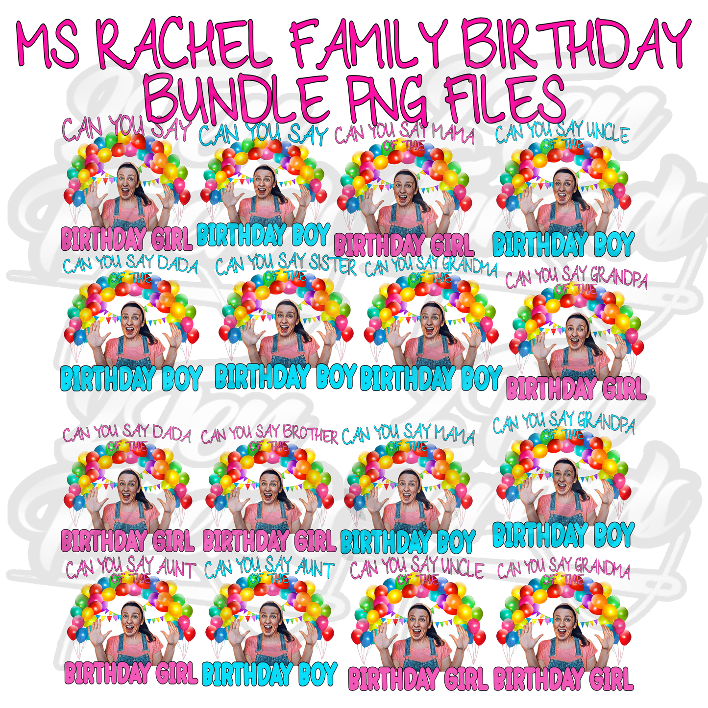 Custom Mega Bundle Ms Rachel Birthday Boy or Girl PNG Files!