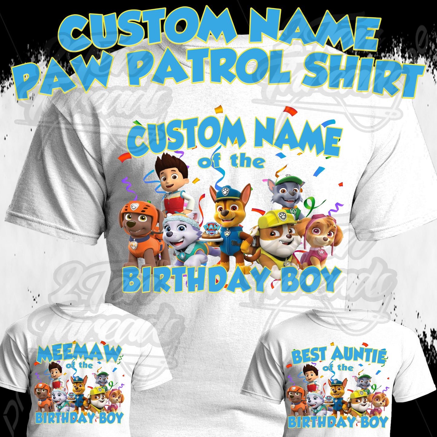 Paw Patrol Custom Birthday Shirt PNG File
