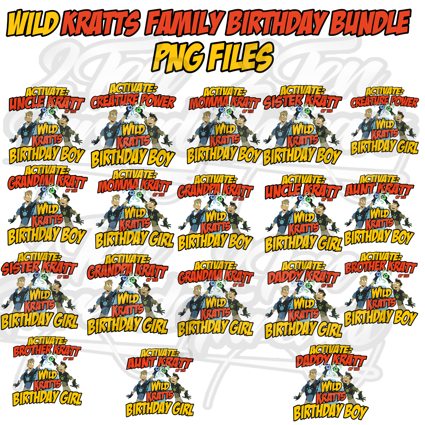Custom Wild Kratts Birthday Bundle for the Family PNG File!