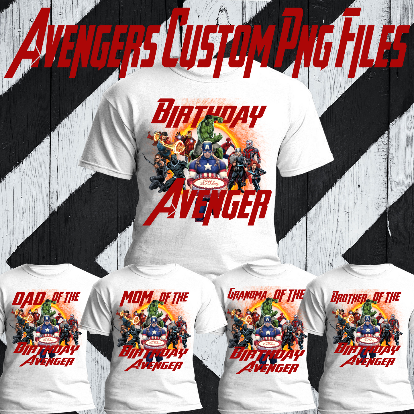 Avengers Custom PNG files for DTF Print / Shirts