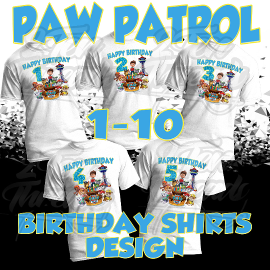Paw Patrol Birthday Bundle Ages 1-10 PNG Files