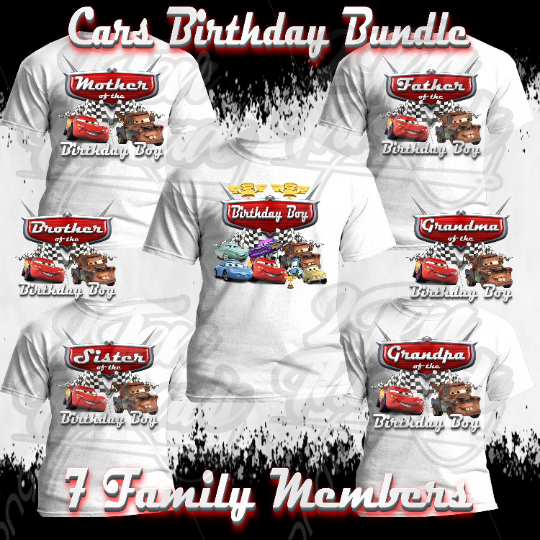 Cars Birthday Bundle PNG 7 Family Member File!