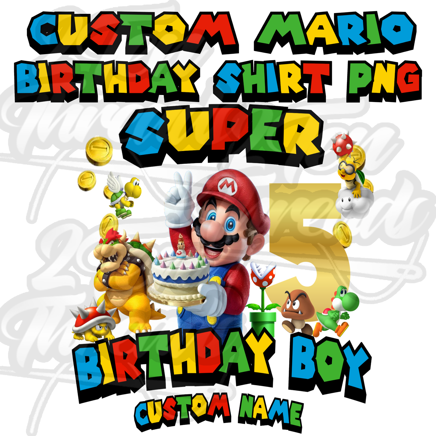 Custom Super Mario Brothers Birthday PNG File