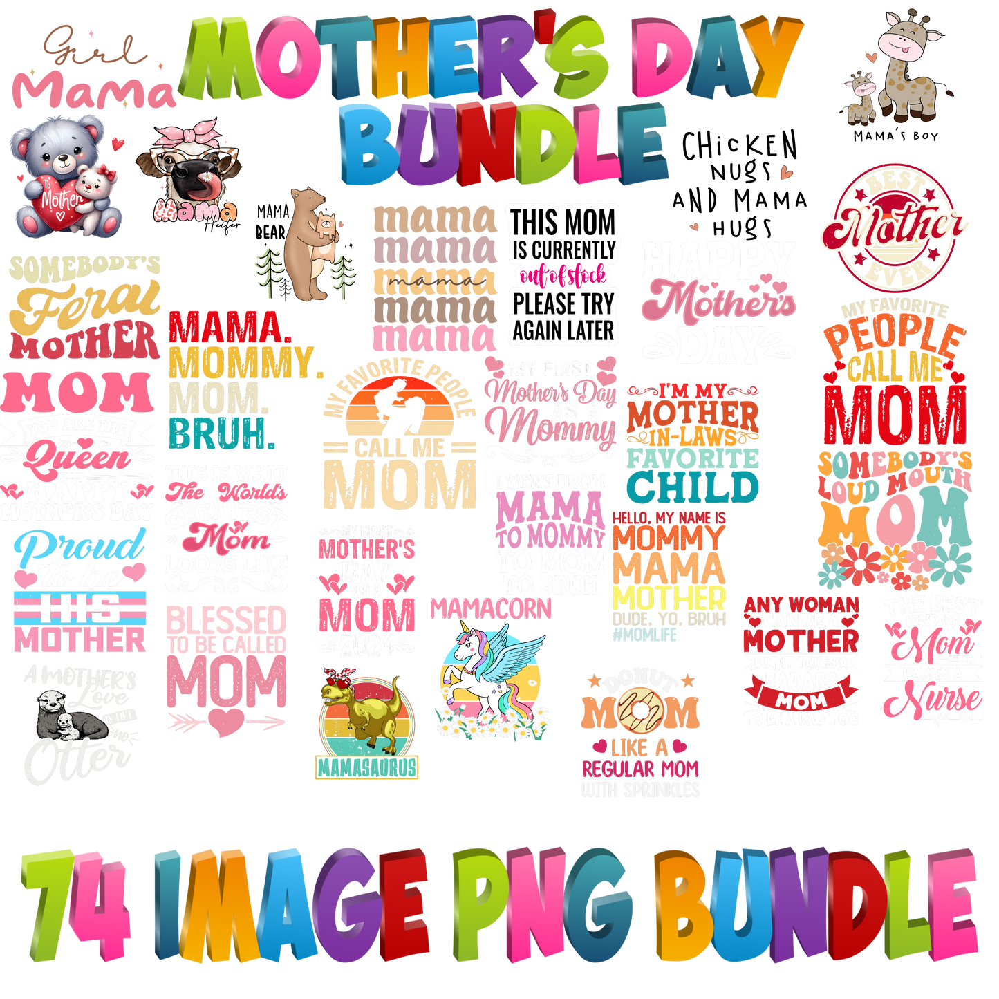 Mother's Day Mega Bundle PNG Files For DTF shirts!