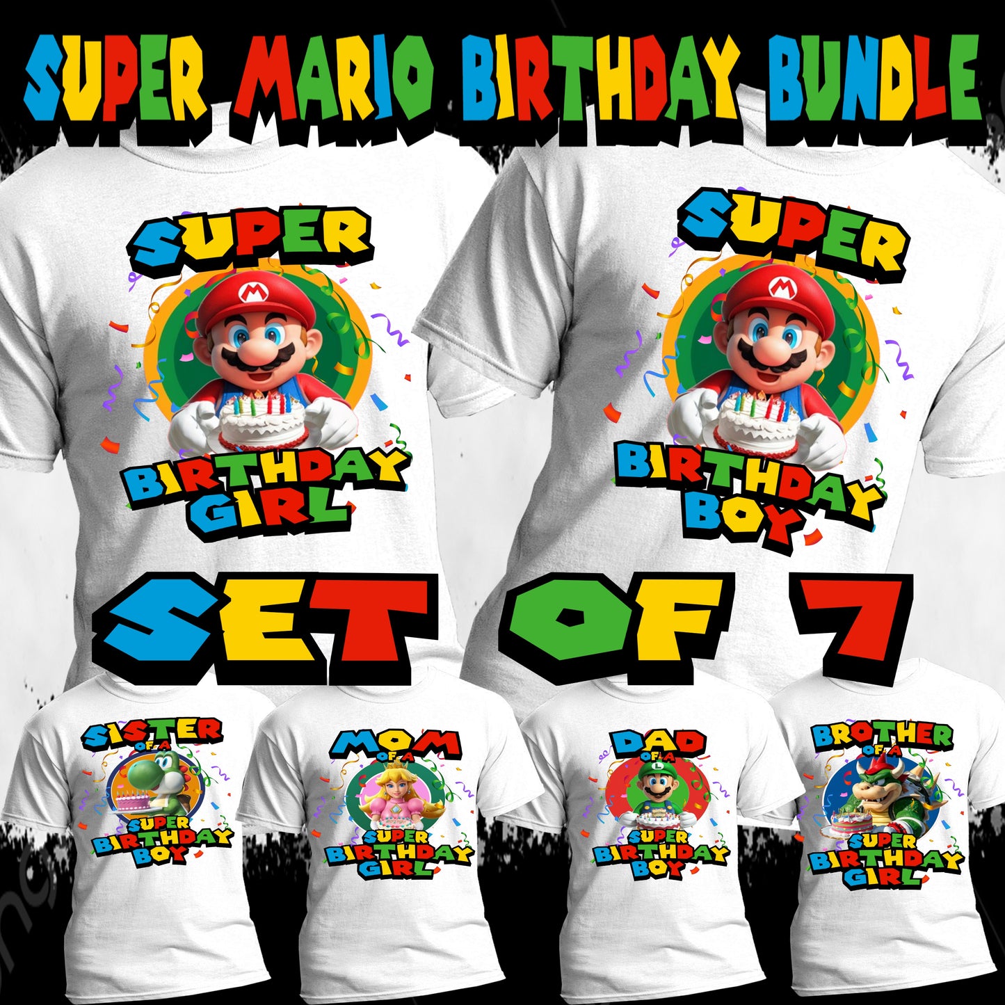 Super Mario Birthday Bundle PNG Files