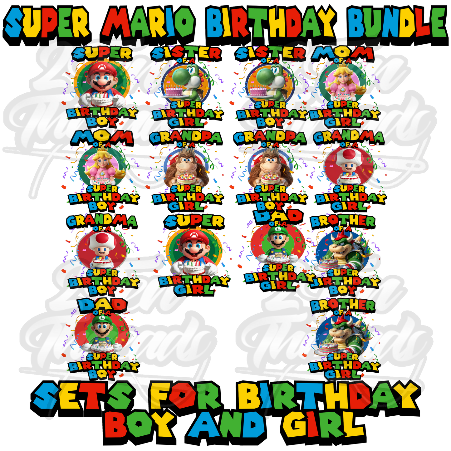 Super Mario Birthday Bundle PNG Files